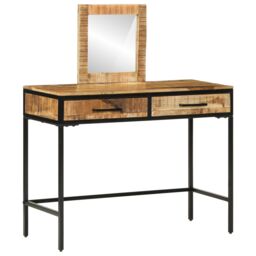 Berkfield Home Dressing Table 100x40x75/120 cm Solid Wood Rough Mango in Brown - thumbnail 4
