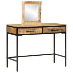 Berkfield Home Dressing Table 100x40x75/120 cm Solid Wood Rough Mango in Brown