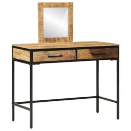 Berkfield Home Dressing Table 100x40x75/120 cm Solid Wood Rough Mango in Brown - thumbnail 3