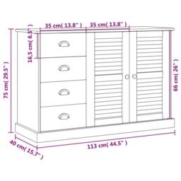 Berkfield Home Sideboard with Drawers VIGO 113x40x75 cm Grey Solid Wood Pine - Size: 113 x 40 x 75 cm - thumbnail 9