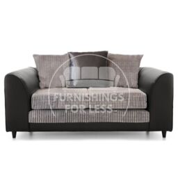 Furnishings For Less UK Luca Black & Grey 2 Seater Fabric & Leather Trim Cord - thumbnail 1