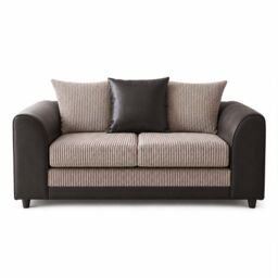 Furnishings For Less UK Luca Black & Grey 2 Seater Fabric & Leather Trim Cord - thumbnail 2