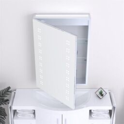 Clifton 70cm Rectangular LED (Dots) Bathroom Mirror Cabinet in Natural - thumbnail 1