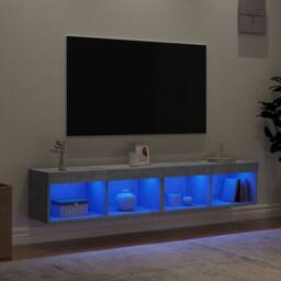Berkfield Home TV Cabinets with LED Lights 2 pcs Concrete Grey 80x30x30 cm - Size: 80 x 30 x 30 cm - thumbnail 4
