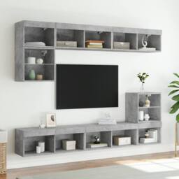 Berkfield Home TV Cabinets with LED Lights 2 pcs Concrete Grey 80x30x30 cm - Size: 80 x 30 x 30 cm