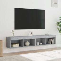 Berkfield Home TV Cabinets with LED Lights 2 pcs Concrete Grey 80x30x30 cm - Size: 80 x 30 x 30 cm - thumbnail 5