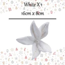VFM e-Store Christmas Poinsettia Clip Decoration 16cm x 8cm White X 1 - Size: 16 cm x 8 cm - thumbnail 2