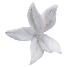 VFM e-Store Christmas Poinsettia Clip Decoration 16cm x 8cm White X 1 - Size: 16 cm x 8 cm - thumbnail 1