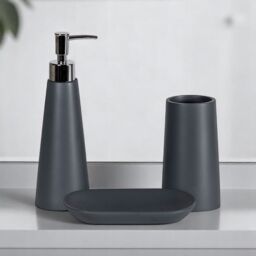 Showerdrape Alto White 3 Piece Bathroom Accessory Set in Grey