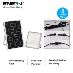 ENER-J 50W LED Solar Floodlight 1100 Lumens Black 5V in White - Size: 25 cm diameter x 19 cm high - thumbnail 6