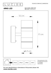 Lucide 'ARNE' Stylish Non Dimmable Garden Outdoor Up Down LED Wall Light GU10 in Grey - thumbnail 3