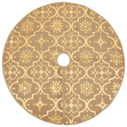 Berkfield Home Luxury Christmas Tree Skirt with Sock Yellow 150 cm Fabric - thumbnail 3