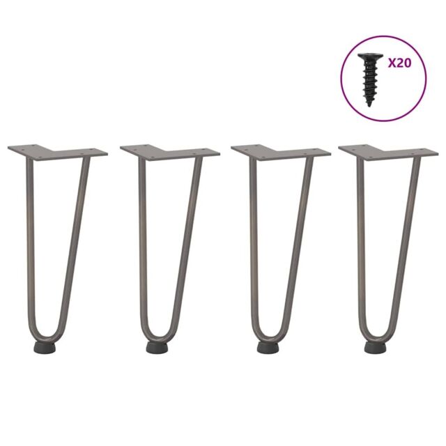Berkfield Home Hairpin Table Legs 4 pcs Natural Steel 30 cm Solid Steel in Brown - image 1