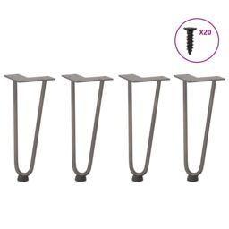 Berkfield Home Hairpin Table Legs 4 pcs Natural Steel 30 cm Solid Steel in Brown - thumbnail 1