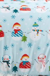 Fusion 'Christmas Snowman' Easy Care Duvet Cover Set in Duck Egg Blue - Size: Double - thumbnail 3