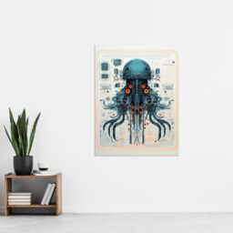 Artery8 Wall Art Print Weapons Grade Jellyfish Robot Hybrid Secret Military Schematic Blue Futuristic Complex Arcane Manuscript Gift For Him Man Cave - thumbnail 4