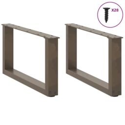 Berkfield Home Coffee Table Legs U-Shaped 2 pcs Natural Steel 70x(30-31) cm Steel in Brown - thumbnail 3