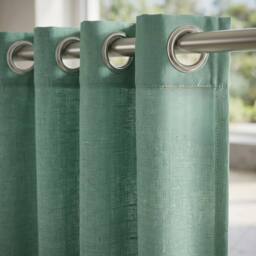 "HOME LUXE INTERIOR Moss Green Faux Silk Fully Lined Eyelet Curtains - 1 Pair, 66"" x 54"" - Size: 167 cm width x 137 cm drop" - thumbnail 5