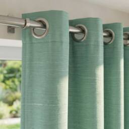 "HOME LUXE INTERIOR Moss Green Faux Silk Fully Lined Eyelet Curtains - 1 Pair, 66"" x 54"" - Size: 167 cm width x 137 cm drop" - thumbnail 6