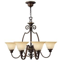 Netlighting Cello 6 Light Multi Arm Chandelier Antique Bronze Finish E27 in Brown
