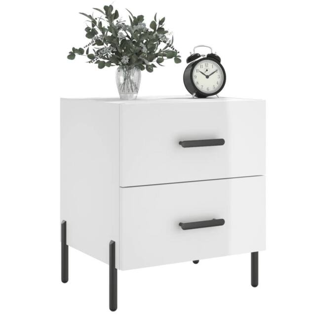 Berkfield Home Modern Bedside Cabinets 2 pcs High Gloss White 40x35x47.5 cm Engi - image 1