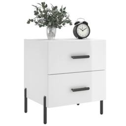 Berkfield Home Modern Bedside Cabinets 2 pcs High Gloss White 40x35x47.5 cm Engi - thumbnail 1