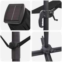 Berkfield Home Cantilever Roma Parasol with LEDs Black 352x251x265 cm Aluminium - Size: 352 x 251 x 265 cm - thumbnail 9