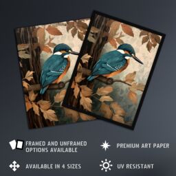 Artery8 Kingfisher By George Sinclair Vintage Botanical Earthy Aesthetic River Bird Large Wall Art Poster Print Thick Paper 18X24 Inch - thumbnail 2