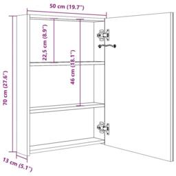 Berkfield Home LED Bathroom Mirror Cabinet 50x13x70 cm in White - Size: 50 x 13 x 70 cm - thumbnail 8