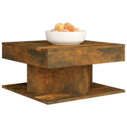 Berkfield Home Decorative Coffee Table Smoked Oak 57x57x30 cm Engineered Wood in Brown - Size: 57 x 57 x 30 cm - thumbnail 1