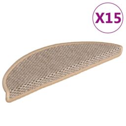 Berkfield Home Stair Mats Self-adhesive Sisal-Look 15 pcs 56x17x3 cm Light Beige - Size: Medium - thumbnail 2