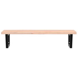Berkfield Home Basin Shelf Wall Mounted Steel & Solid Wood Beech in Light Brown - thumbnail 4