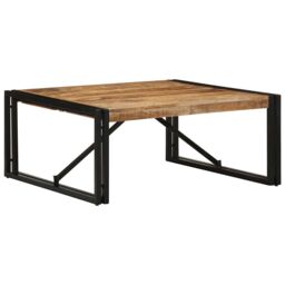 Berkfield Home Coffee Table 80x80x35 cm Solid Rough Wood Mango in Brown - Size: 80 x 80 x 35 cm - thumbnail 1