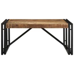 Berkfield Home Coffee Table 80x80x35 cm Solid Rough Wood Mango in Brown - Size: 80 x 80 x 35 cm - thumbnail 2