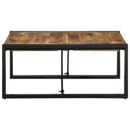 Berkfield Home Coffee Table 80x80x35 cm Solid Rough Wood Mango in Brown - Size: 80 x 80 x 35 cm - thumbnail 3