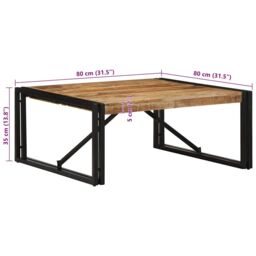 Berkfield Home Coffee Table 80x80x35 cm Solid Rough Wood Mango in Brown - Size: 80 x 80 x 35 cm - thumbnail 9