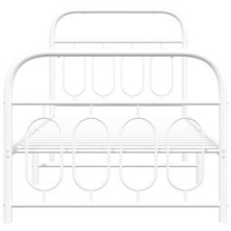 Berkfield Home Metal Bed Frame without Mattress with Footboard White 90x200cm - Size: 90x200 cm - thumbnail 4