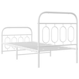 Berkfield Home Metal Bed Frame without Mattress with Footboard White 90x200cm - Size: 90x200 cm - thumbnail 6
