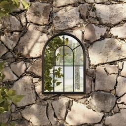 Berkfield Home Garden Mirror Black 60x45 cm Iron for Outdoor Use - thumbnail 1