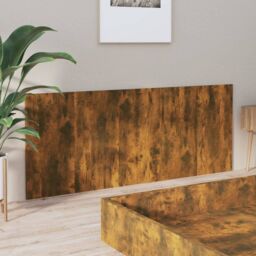 Berkfield Home Bed Headboard Smoked Oak 200x1.5x80 cm Engineered Wood in Brown - thumbnail 4