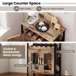 Gymax Wine Bar Cabinet Liquor Cabinet with Removable Wine Rack-Grey Wash in Grey - thumbnail 4