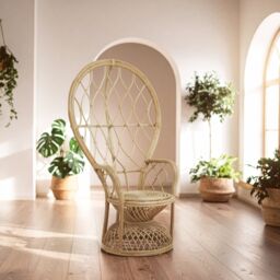 Orsina High Back Rattan Peakcock Chair in Natural