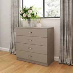 VOGREX 4-Drawer Matt Putty Chest Curved Handles in Beige - thumbnail 4