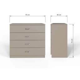 VOGREX 4-Drawer Matt Putty Chest Curved Handles in Beige - thumbnail 2