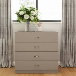 VOGREX 4-Drawer Matt Putty Chest Curved Handles in Beige - thumbnail 3