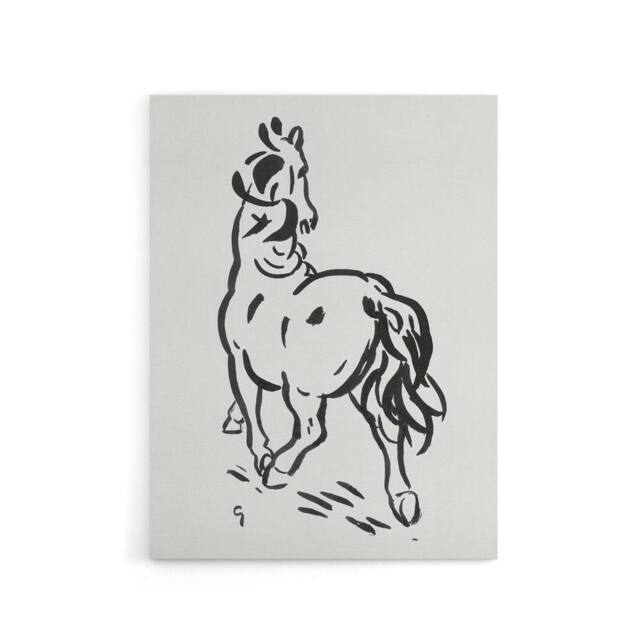 "Artery8 Horse Black & White Ink Sketch Leo Gestel Canvas Wall Art - Size: W18"" x H24""" - image 1