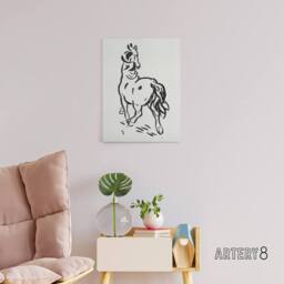 "Artery8 Horse Black & White Ink Sketch Leo Gestel Canvas Wall Art - Size: W18"" x H24""" - thumbnail 3
