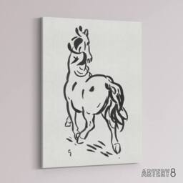 "Artery8 Horse Black & White Ink Sketch Leo Gestel Canvas Wall Art - Size: W18"" x H24""" - thumbnail 2