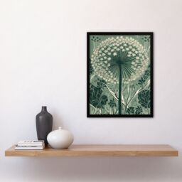 Artery8 Wall Art Print Single Allium Flower Modern Painting Green White Florets Wildflower Spring Bloom Nature Colourful Bright Floral Modern Artwork - thumbnail 4
