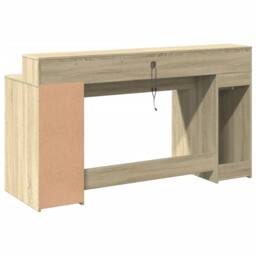 Berkfield Home Desk with LED Lights Sonoma Oak 160x55x91 cm Engineered Wood in Brown - Size: 160 x 55 x 91 cm - thumbnail 8